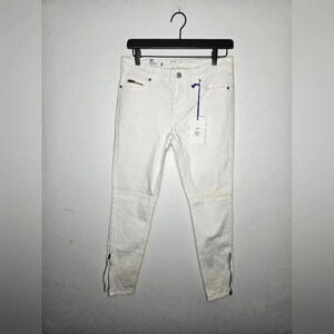 Eunina Low Rise Zipper Skinny Ankle Jean in White Size 9 NWT